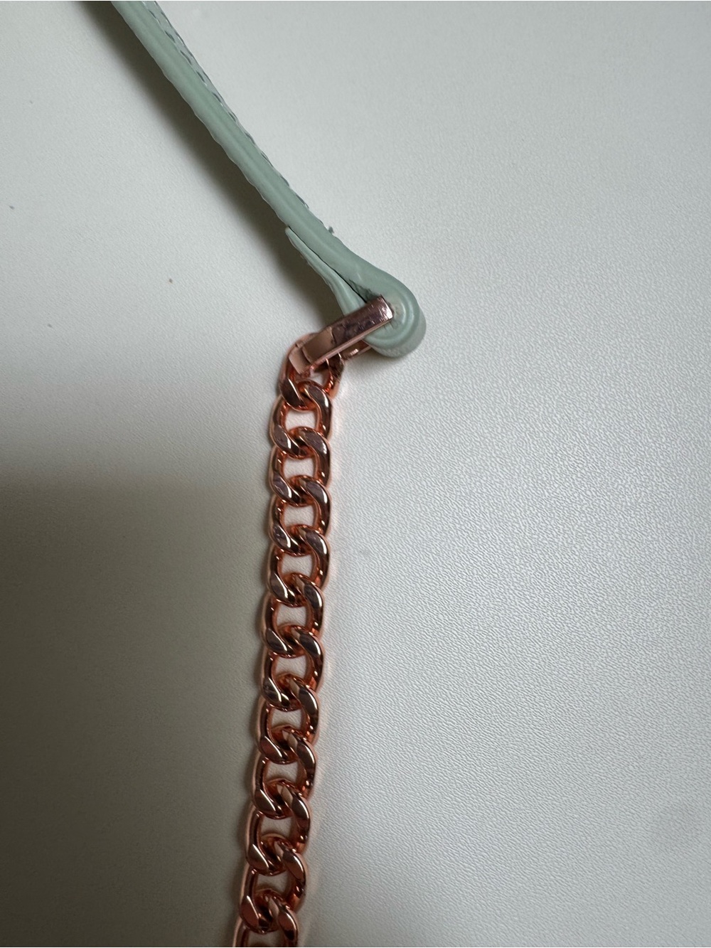Ted Baker Mint Green Pebble Leather Crossbody with Rose Gold Chain - Picture 5 of 8